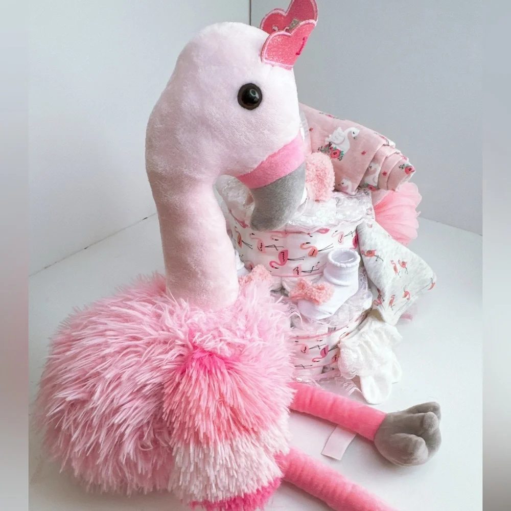 Flamingo Diaper Cake, Baby Shower Gift